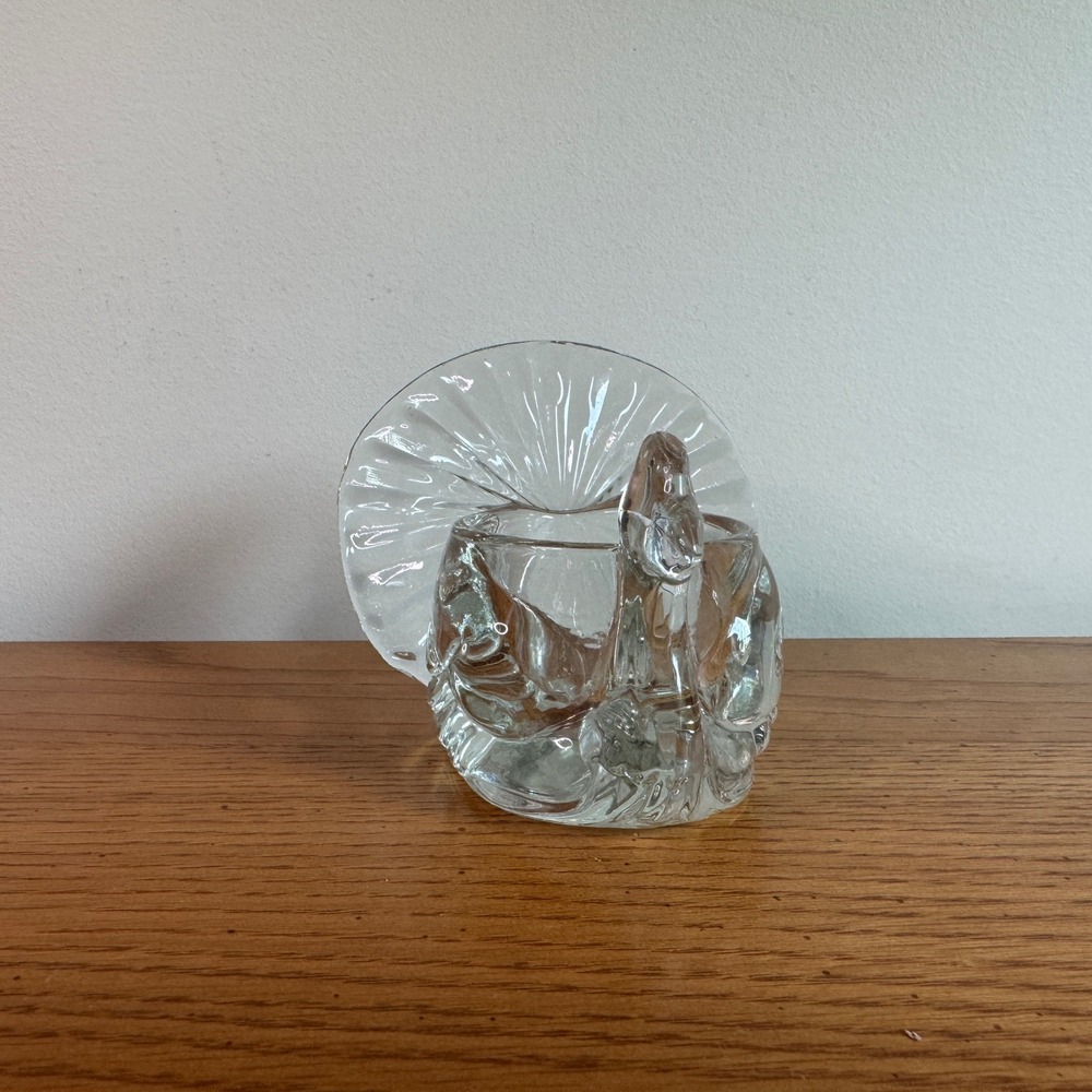Vintage Avon Clear Glass Turkey‎ Figurine Candle Holder Thanksgiving Decor